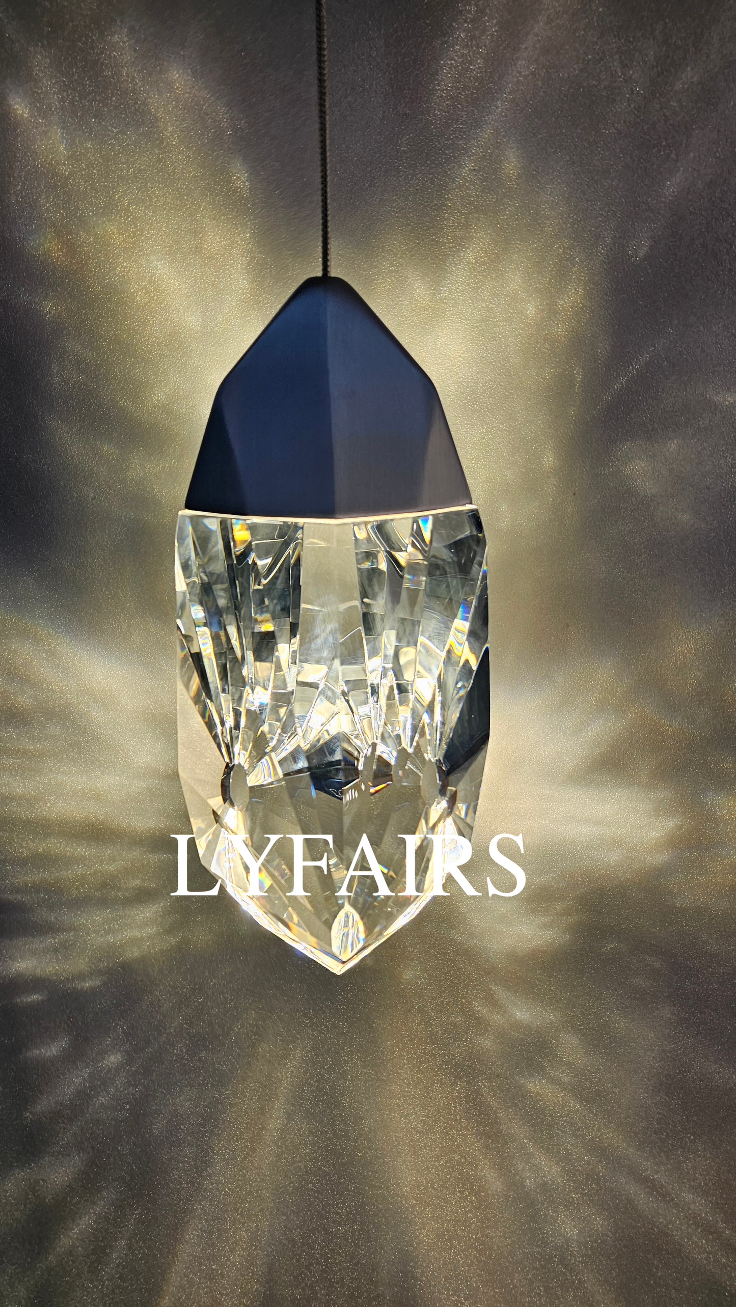 Pendentif moderne de luxe en cristal de diamant en feuille d'or
