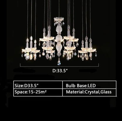 French Romantic Candle Crystal Chandelier White Modern Art Creative Pendant Light For Living Room/Dining Room/Bedroom