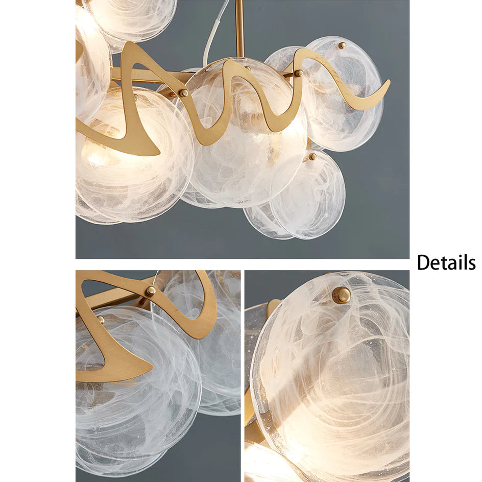 Post-modern Light Luxury Minimalist Round Glass Cluster Chandelier for Dining/Living Room/Bedroom