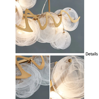 Post-modern Light Luxury Minimalist Round Glass Cluster Chandelier for Dining/Living Room/Bedroom