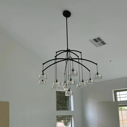 Lampadario moderno in vetro a forma di semisfera rotonda