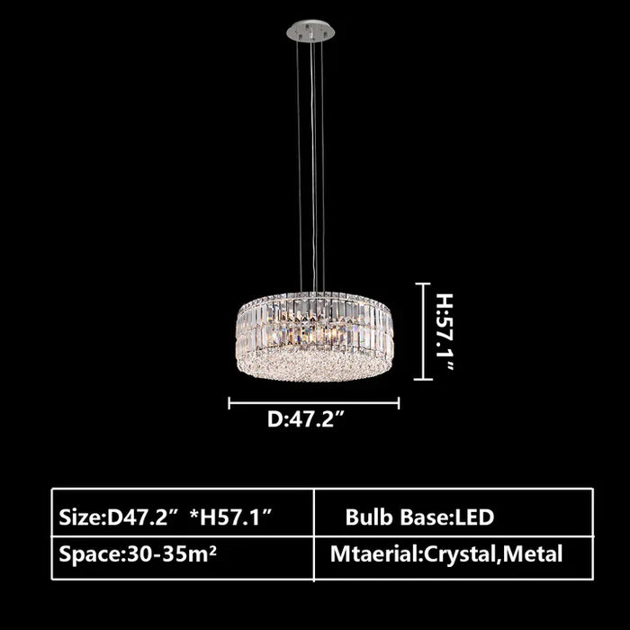 Modern Silver Ceiling Round/Rectangle Crystal Chandelier Set for Living Room/Dining Room/ Bedroom Decorative Light Fixture