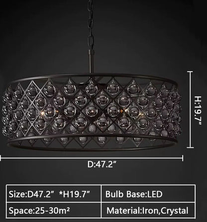 Post-modern Raindrop Crystal Chandelier Rectangle/Round Light Fixture for Living Room/Dining Table