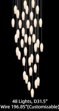 Elegant White Tulip Flower Chandelier For Foyer/ Staircase