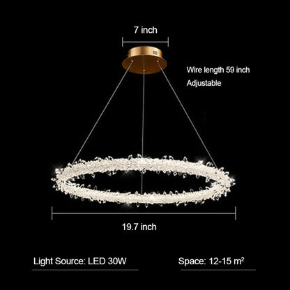 Frost Halo Ring Crystal Chandelier LED Ceiling Light