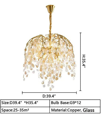 Idyllic Glass Leaves Chandelier
