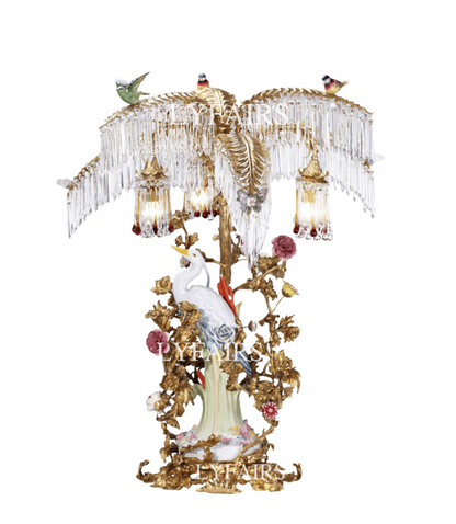 LYFAIRS × FH&Home Avian Melody Chinoiserie Crystal Fringed Table Lamp