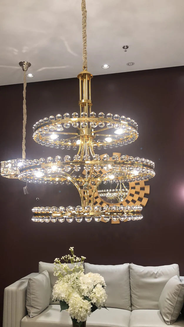 Modern 2/3 Ring Glass Ball Chandelier for Low-ceiling