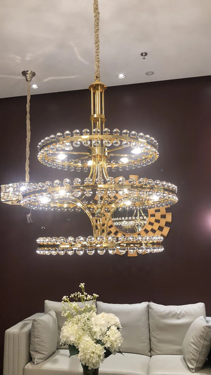 Modern 2/3 Ring Glass Ball Chandelier for Low-ceiling