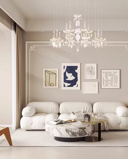 French Romantic Candle Crystal Chandelier White Modern Art Creative Pendant Light For Living Room/Dining Room/Bedroom