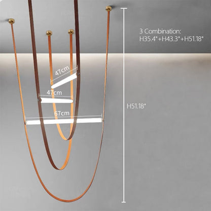 Lustre design en forme de U avec tube en verre à LED