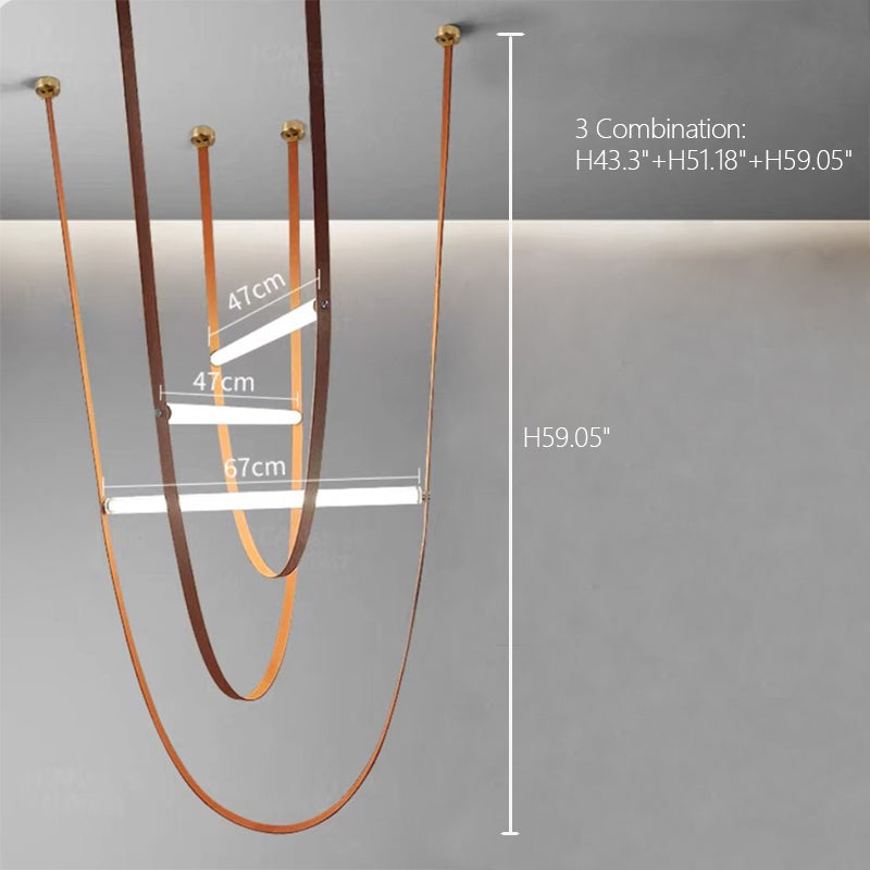 Lustre design en forme de U avec tube en verre à LED