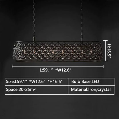Post-modern Raindrop Crystal Chandelier Rectangle/Round Light Fixture for Living Room/Dining Table
