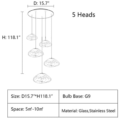 Extra Large Nordic Minimalist Glass Cloud Decorative Chandelier for Stairs/Living Room/High-Ceiling Room