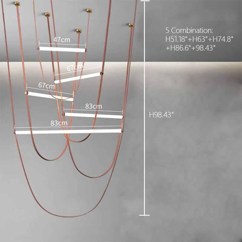 Lustre design en forme de U avec tube en verre à LED