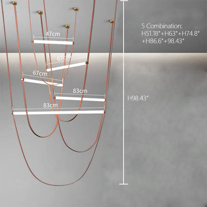 Lustre design en forme de U avec tube en verre à LED