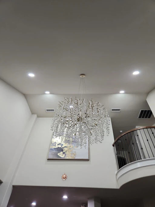 Lampadario moderno in cristallo floreale rotondo/rettangolare per soffitti bassi 