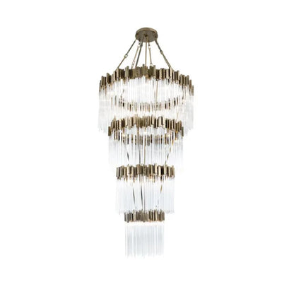 Large Elegant Multi-layers Glam Glass Chandelier for High-ceiling/Staircase/Entryway