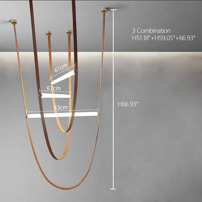 Lustre design en forme de U avec tube en verre à LED