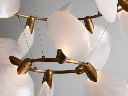 Modern 2-Tier Hand-blown Petal-like Translucent Glass Chandelier