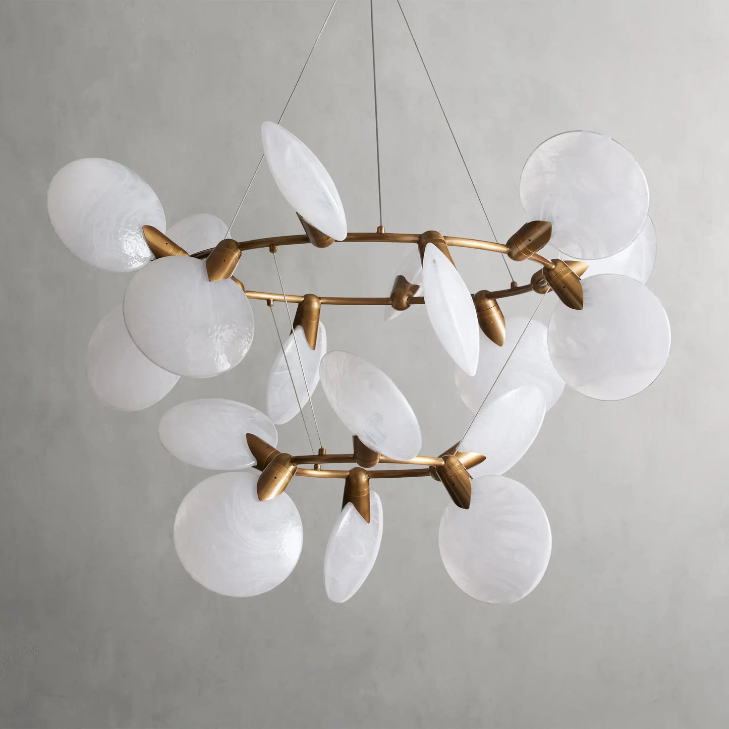 Modern 2-Tier Hand-blown Petal-like Translucent Glass Chandelier