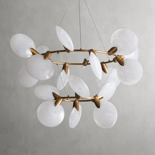 Modern 2-Tier Hand-blown Petal-like Translucent Glass Chandelier