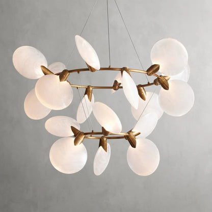 Modern 2-Tier Hand-blown Petal-like Translucent Glass Chandelier