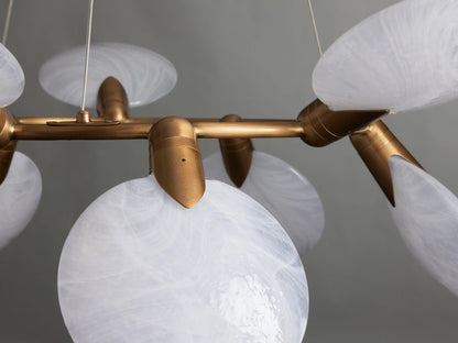 Modern 2-Tier Hand-blown Petal-like Translucent Glass Chandelier