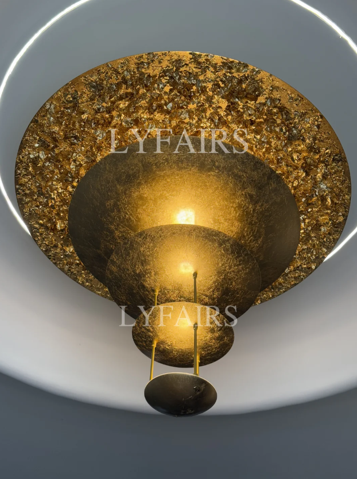Luxury Multi-layer Gold Leaf Chandelier for Low Ceiling