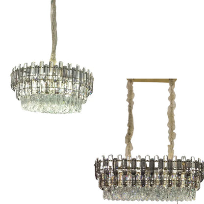Light Luxury Round/Rectangular Crystal Chandelier for Living/Dining Room/Bedroom