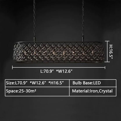 Post-modern Raindrop Crystal Chandelier Rectangle/Round Light Fixture for Living Room/Dining Table