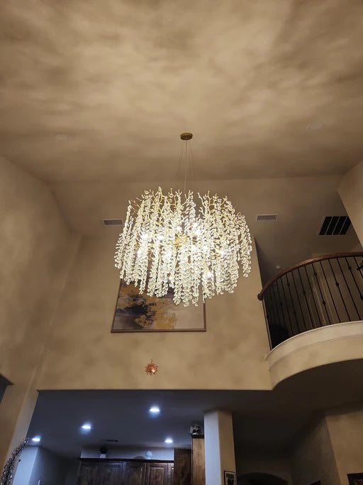 Lampadario moderno in cristallo floreale rotondo/rettangolare per soffitti bassi 