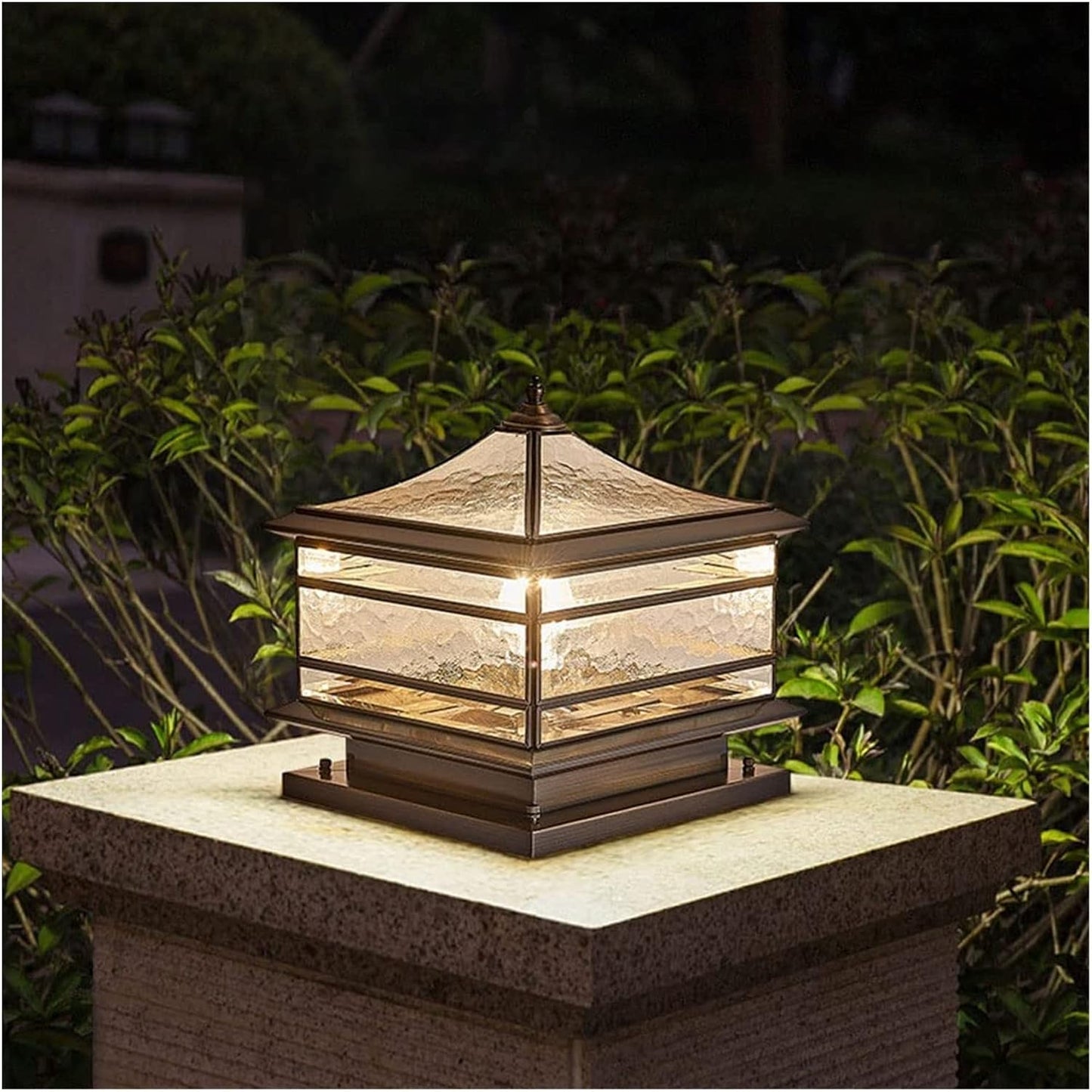 Outdoor Square Pillar Glass Lampshade Light