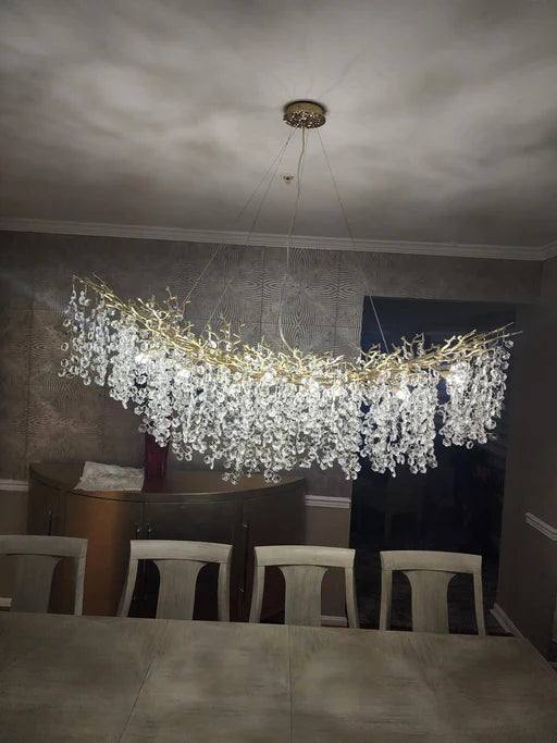 Lampadario moderno in cristallo floreale rotondo/rettangolare per soffitti bassi 