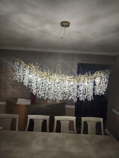 Lampadario moderno in cristallo floreale rotondo/rettangolare per soffitti bassi 