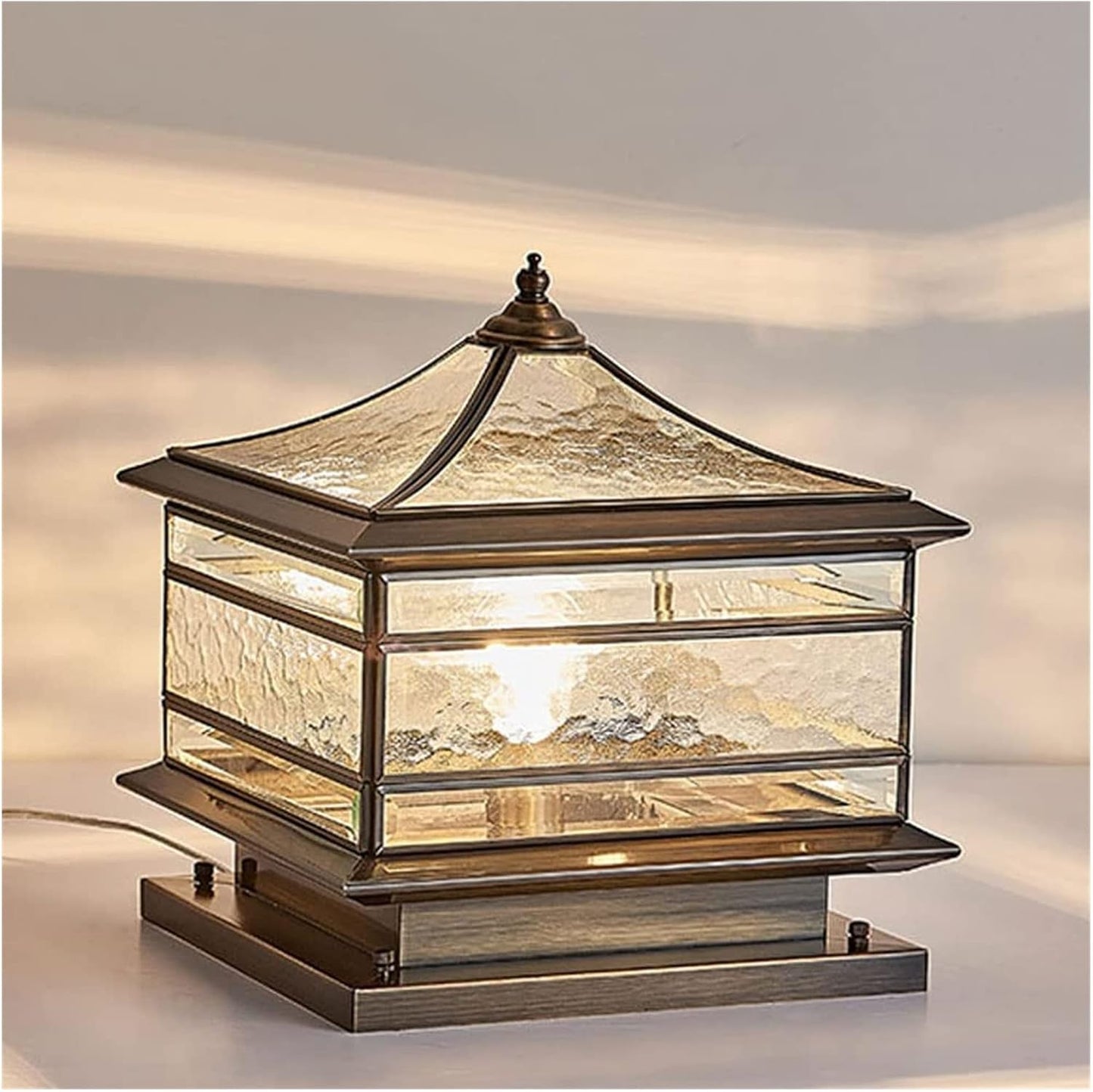 Outdoor Square Pillar Glass Lampshade Light