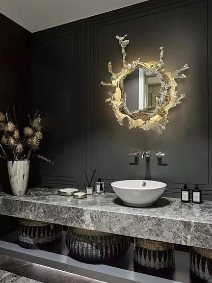Designer Original Art Ice Mirror Wall Lamp Princess Magic Mirror Light for Bathroom/Dressing Room Women Bedroom Lighting Bathroom Mirror