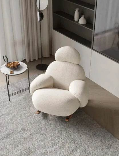 Nordic White/Gray/Pink Boucle Sherpa Rocking Lounge Chair