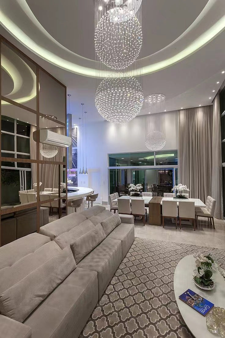 Extra Large Modern Three Balls Ceiling Crystal Chandelier For Staircase/Big-foyer/living room