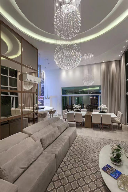 Extra Large Modern Three Balls Ceiling Crystal Chandelier For Staircase/Big-foyer/living room
