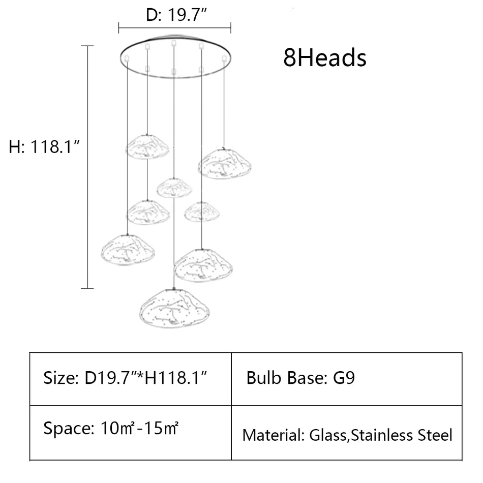 Extra Large Nordic Minimalist Glass Cloud Decorative Chandelier for Stairs/Living Room/High-Ceiling Room