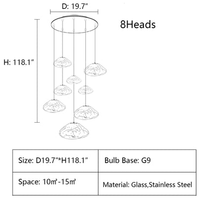 Extra Large Nordic Minimalist Glass Cloud Decorative Chandelier for Stairs/Living Room/High-Ceiling Room