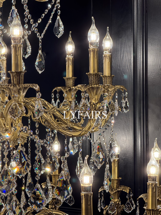 Baroque Revival Unique Patterned Antique Brass Chandelier Series