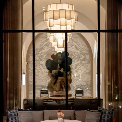 Modern Acrylic Tile Chandelier for High-ceiling