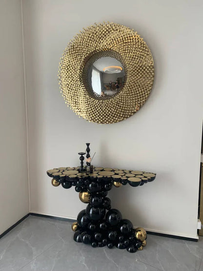 Tavolino/consolle d'ingresso di lusso con bolle nere e oro di design
