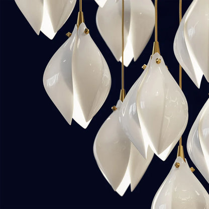 Nordic Magnolia Flower Ceramics Chandelier with Rectangular Canopy