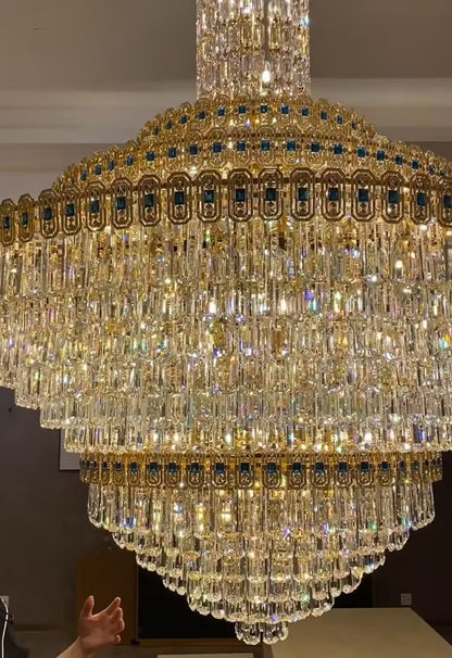 Luxury Extra Large Conical Crystal Chandelier for High Ceiling Living Room/Foyer