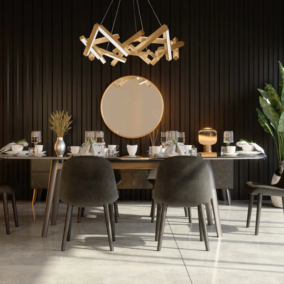 Lustre LED géométrique moderne rond/linéaire en aluminium
