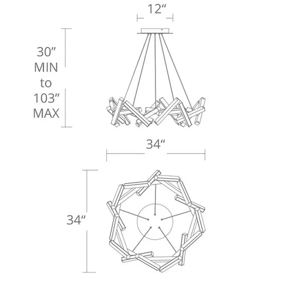 Lustre LED géométrique moderne rond/linéaire en aluminium