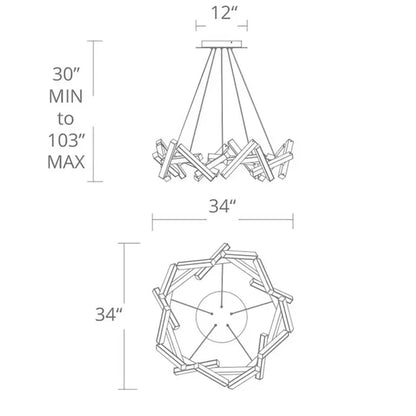 Lustre LED géométrique moderne rond/linéaire en aluminium